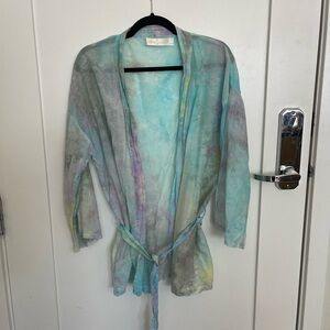 Natalie Martin Rainbow Cloud Kimono Wrap Top Saylor Style Tie Front Boho